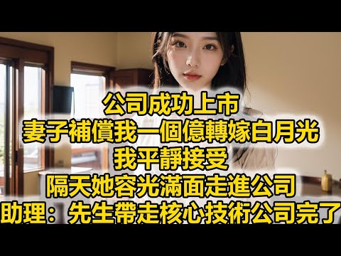 公司成功上市，妻子補償我一個億轉嫁白月光，我平靜接受，隔天她容光滿面走進公司，助理：先生帶走核心技術公司完了
