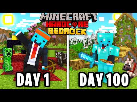 I Survived 100 Days of HARDCORE Minecraft Bedrock... Here's What Happened!