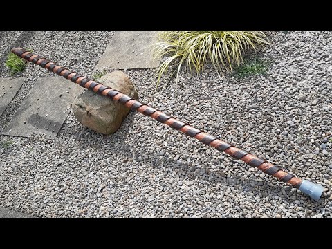walking staff/stick with spiral effect carving..