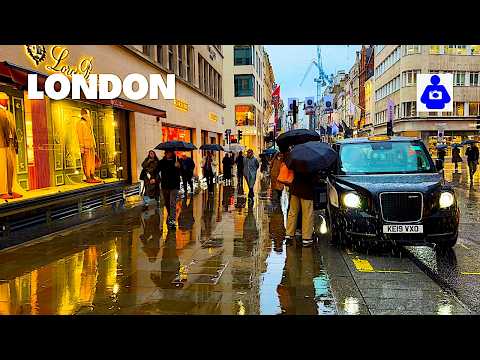London Rainy Day Walk 2026 ☔️ West End, Leicester Square & Bond Street [4K HDR]