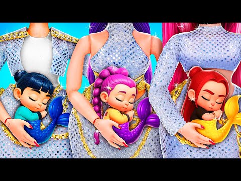 K-Pop Demon Hunters Mermaids Become Moms! LOL OMG DIYs