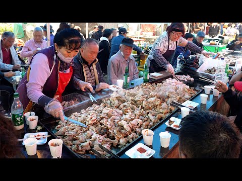 소주포함 1인당 만원 돼지 무한리필? 오리,암뽕까지 주는 20,30대도 줄서서 먹는 부속고기 철판구이!┃Korean street food