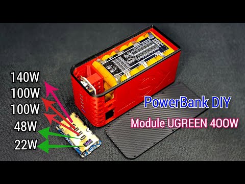 DIY 400W Powerbank using Ugreen 400w module, 7S 4P 29.4v battery, 84000mah