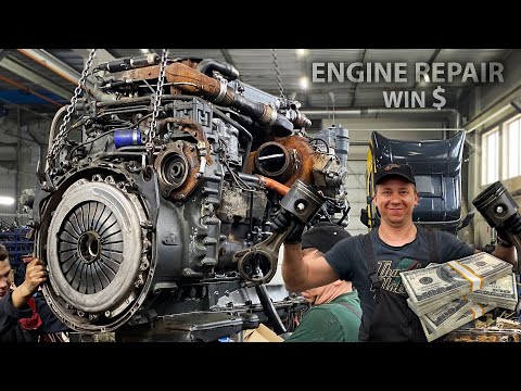 THE MASTER HAS FULLY ASSEMBLED A 13-L ENGINE. SCANIA DC13.  WIN $