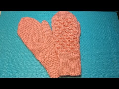 ВАРЕЖКИ СПИЦАМИ С ПАЛЬЦЕМ "ИНДИЙСКИЙ КЛИН'#382