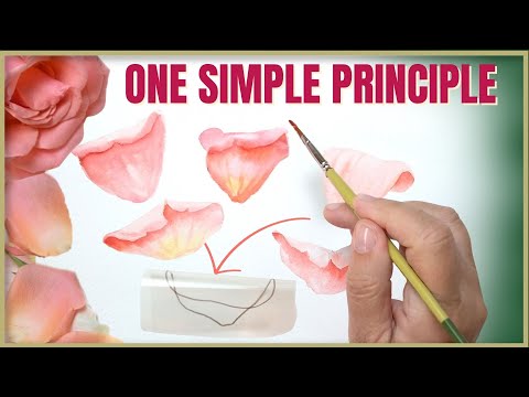 Draw and Paint Folded ROSE PETALS in Watercolour using ONE SIMPLE Principle