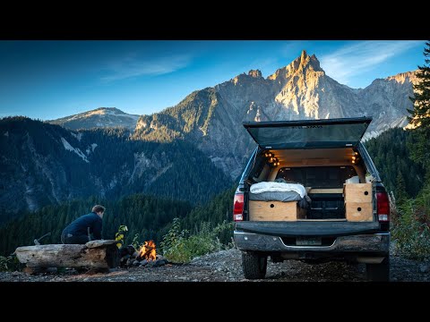 Solo Truck Camping in the Mountains | Relaxing ASMR | Sounds of Camping