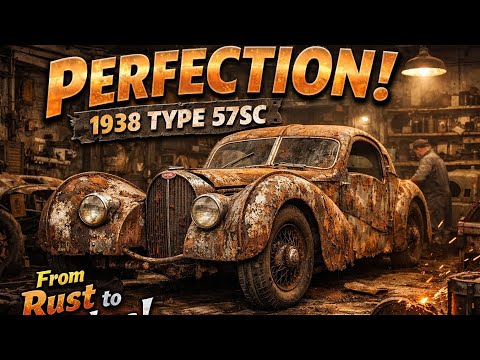 ASMR Car Restoration | 1938 Bugatti Type 57SC Atlantic – Rust to Silver Legend (4K)