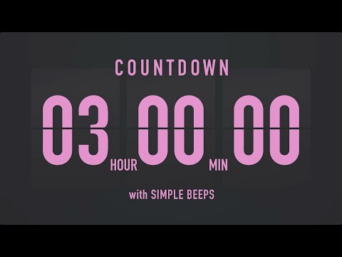 3 Hour  Countdown Timer ⏳ Flip Clock with Simple Beeps 💕🖤