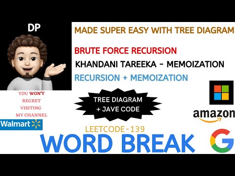 Word Break | Tree Diagram | Recursion | Memoization | Similar Problems | Leetcode-139