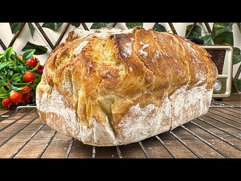 No Kneading! No Touching the Dough! Only 4 Ingredients! The Easiest Bread Recipe Ever