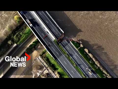 Drone footage shows dramatic flooding in Portugal as storms lash Iberian Peninsula