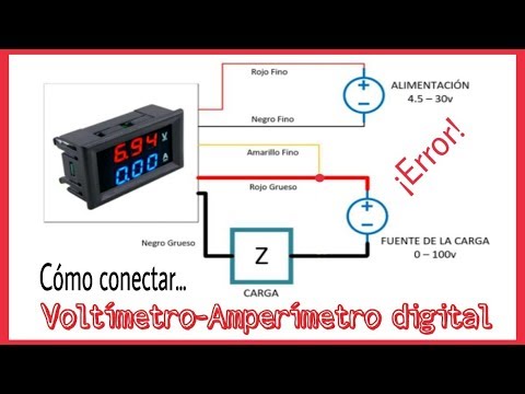 CÓMO CONECTAR UN VOLTÍMETRO-AMPERÍMETRO DIGITAL. DOS TIPOS DE CONEXIÓN.