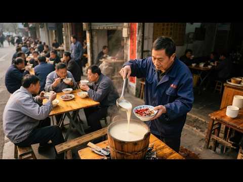 豆浆里加牛羊肉，还能加辣椒，宁波百年传承柴火木桶煮豆浆.【舟小九】