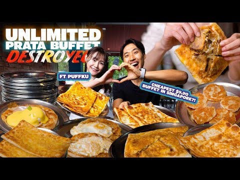 $9.90 Free Flow Prata Buffet Destroyed Ft.  @puff_ku! | Cheapest AYCE Buffet in Singapore?!