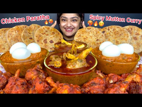 SPICY MUTTON CURRY, CREAMY BUTTER CHICKEN WITH SPICY CHICKEN KEEMA PARATHA, BOILED EGGS & LOLLIPOP 