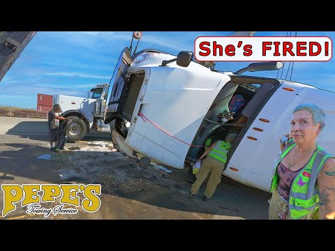 Woman Driver Flips a Tractor Trailer - HOW?