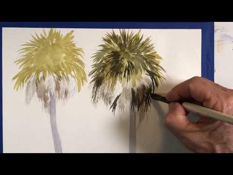 Watercolor Tutorial CABBAGE PALM TREES