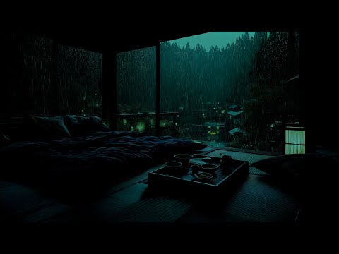 Rain Sounds in a Dark Bedroom (No Ads) Relaxing Ambience for Deep Sleep, Focus, and Meditation