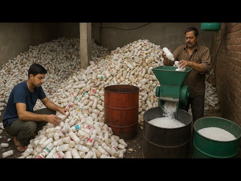 In Pakistani Factory! How A Fully loaded plastic Scrap Truck Recycle In to Plastic Wiring pipes