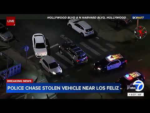 FULL CHASE: Police chase stolen vehicle near Los Feliz area