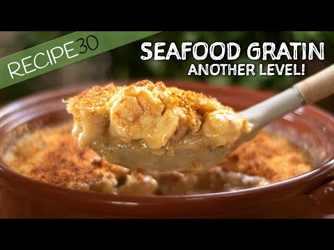 Shrimp, Scallop and Fish Gratin with Leek Confit