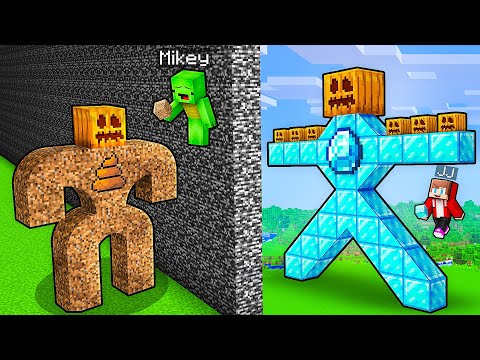 JJ and Mikey: POOR vs RICH Cursed Golem Battle in Minecraft - Maizen