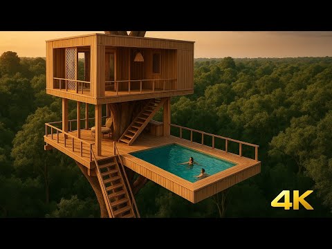 69 Days Building a Secret Modern Treehouse with Private Pools in the Jungle