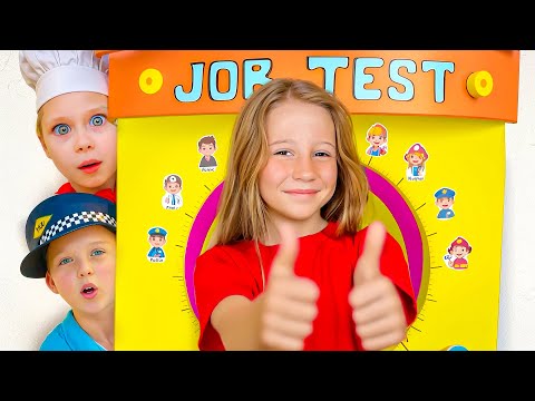 Nastya teaches kids about different jobs and professions at school
