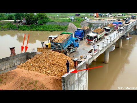 Incredible Create NEW Combine Full Build Ramp Bridge To Road By Dozer & Truck5T Unloading Stone