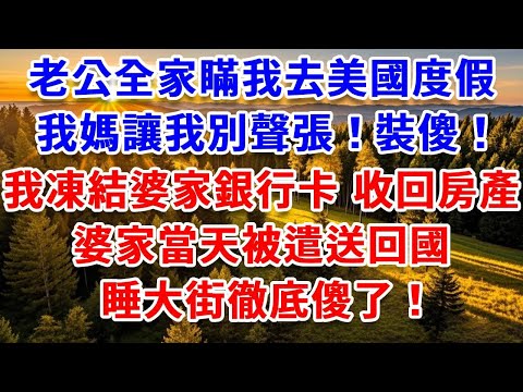 老公全家瞞我去美國度假，我媽讓我別聲張！裝傻！我凍結婆家銀行卡 收回房產，婆家當天被遣送回國，睡大街徹底傻了！#思妤說故事#為人處世#生活經驗#情感故事#晚年哲理#說故事#完結文#原創故事