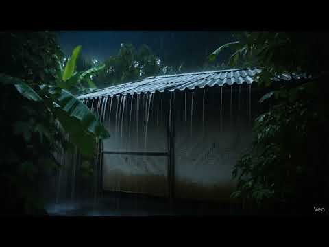 Village Night Rain on Roof – Deep Relaxation & Peaceful Storm Sounds