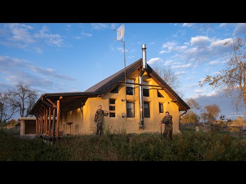 We built a house from clay logs. Finishing