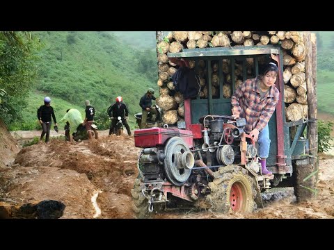 Agricultural vehicles, professional driving skills of a girl transporting wood #wood #truck #farming