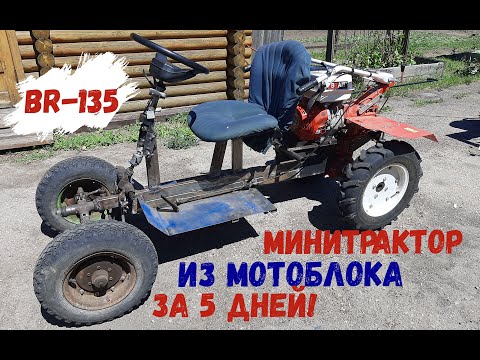 Do-it-yourself front adapter for a walk-behind tractor.