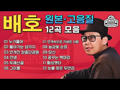 [원본/고음질] 배호(Bae Ho) (오리지날 힛송 총결산) | 12곡 | 누가 울어, 돌아가는 삼각지, 안개낀 장충단공원, 안녕, 두메산골, 능금빛 순정 등