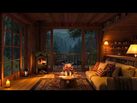 Cozy Rainy Reading Nook 📚 Soothing Jazz, Crackling Fireplace & Rainfall for Deep Focus