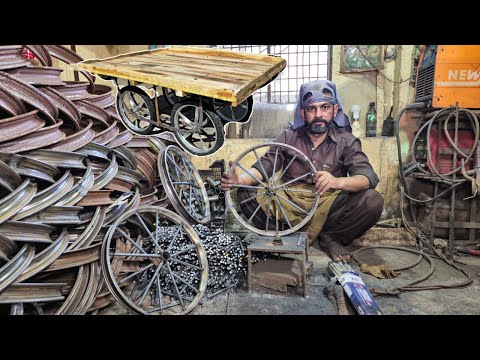 The Process Of Making Wooden Hand cart! Creative Wood Work!