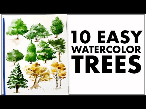 Easiest Way to Paint TEN Trees with Watercolor!