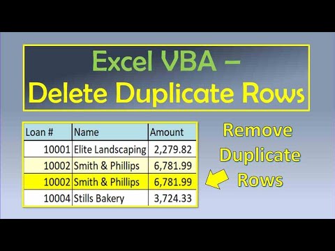 Excel VBA Delete Duplicate Rows