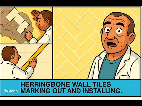 Tiling College -  Herringbone wall tiles a lesson in marking out and installing.