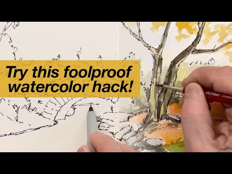Watch This Stone Bridge Come to Life with this Ink & Watercolor Hack!