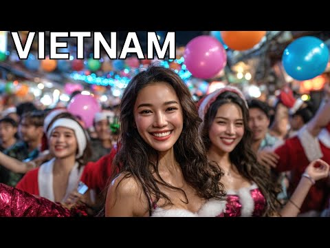 🇻🇳🌲🎅 CHRISTMAS in HANOI VIETNAM - CHEAPEST Country in SE Asia Goes Crazy at Night 🇻🇳 4K HDR