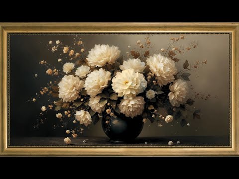 Vintage Floral Frame TV Art | Soft Neutral Tones | Relaxing Digital Wall Décor for Home