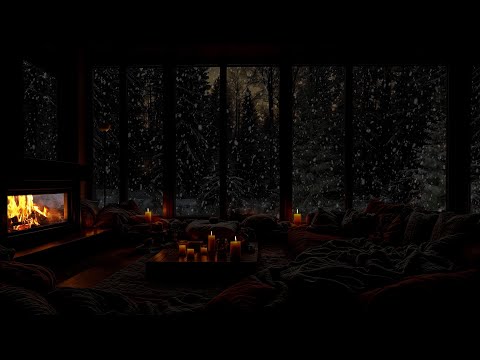 No Ads- 🌨️🔥 Winter Night Comfort | Crackling Fireplace & Soft Snow for Deep Relaxation