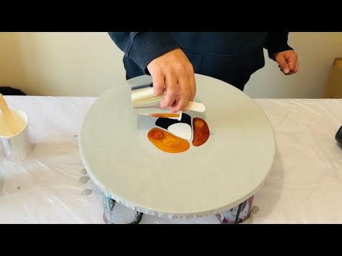 CELL Explosion! Metallic Circular Dutch Pour with only Paint + Water 