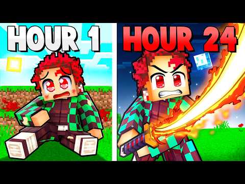 I Survived 24 Hours as TANJIRO in Minecraft