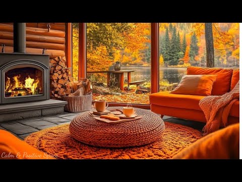 Warm Autumn Fireplace Ambience 🔥 Gentle Piano to Soothe Stress & Calm the Soul