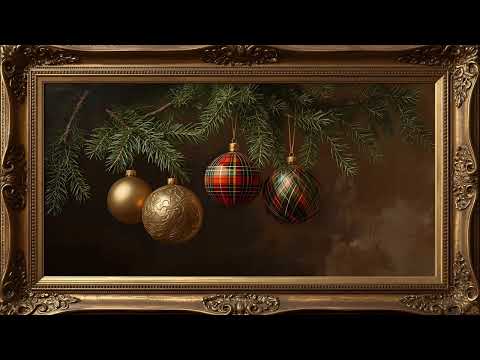 Moody Christmas Ornaments in Gold Frame | Old Money Holiday TV Art Screensaver @99for1TVart