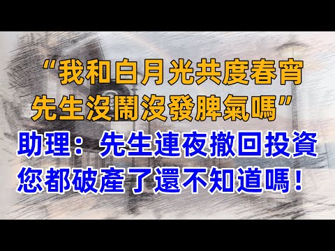 “我和白月光共度春宵，先生沒鬧沒發脾氣嗎”助理：先生連夜撤回投資，您都破產了還不知道嗎！